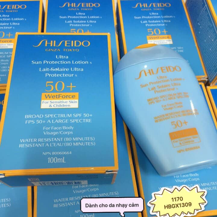 KEM CHỐNG NẮNG DÀNH CHO DA NHẠY CẢM SHISEIDO ULTRA SUN PROTECTION LOTION SPF50 WETFORCE 100ML CHÍNH HÃNG - 6395