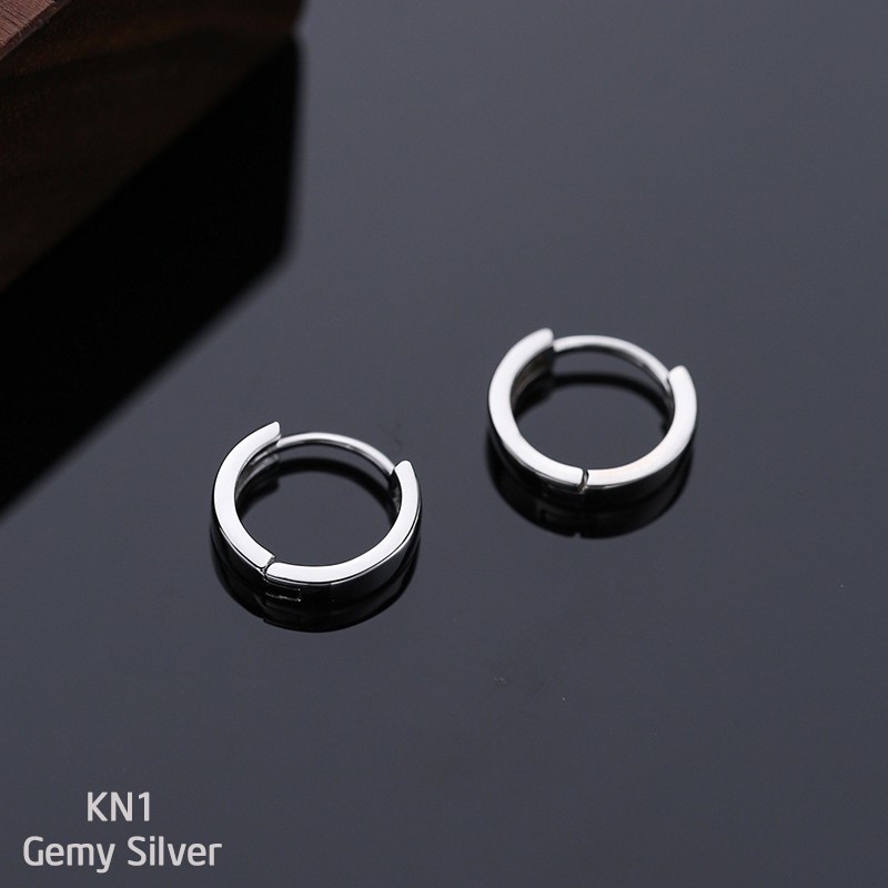 Khuyên tai nam tròn bạc nhiều size trơn basic nữ unisex (1 chiếc) | GEMY SILVER KN1 KN27