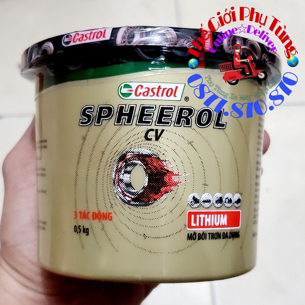 HỘP MỠ BÒ CHỊU NHIỆT, BÔI TRƠN CASTROL 500G.