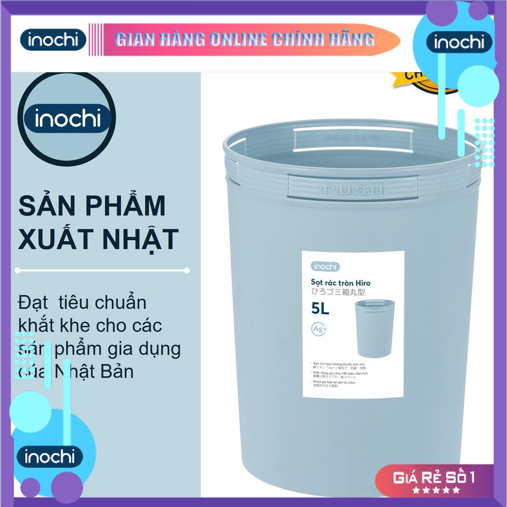 Thùng Rác Nhựa Tròn Inochi 5 Lít Màu Rất Đẹp Làm Sọt Rác Văn Phòng, Khách Sạn, Đựng Rác Gia Đình, Để Bàn Trong Nhà