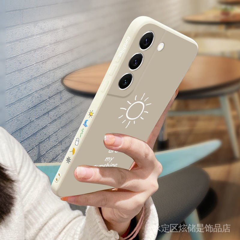 Samsung beautys22 mobile phone case s22 straight edge new S22ultra simple sunny liquid silicone all-inclusive mobile phone protective case