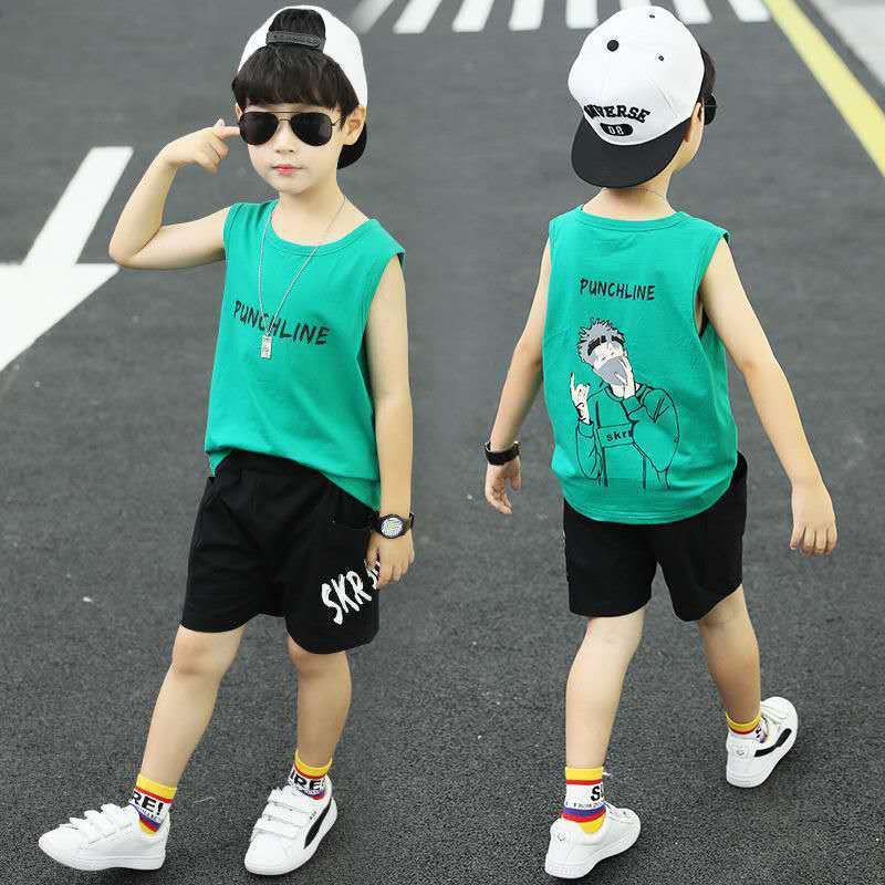 Set áo thun 3 lỗ + quần short thời trang cho bé trai