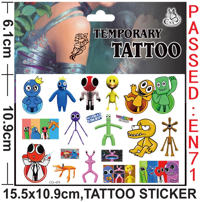 Miếng Dán Xăm Hình NS3 Roblox rainbow friends Chống Nước Cho Trẻ Em