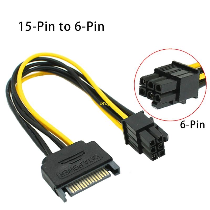 btsg SATA Male 15Pin to PCI-E 6pin(4+2) Female Video Card Power Supply Adapter Cable