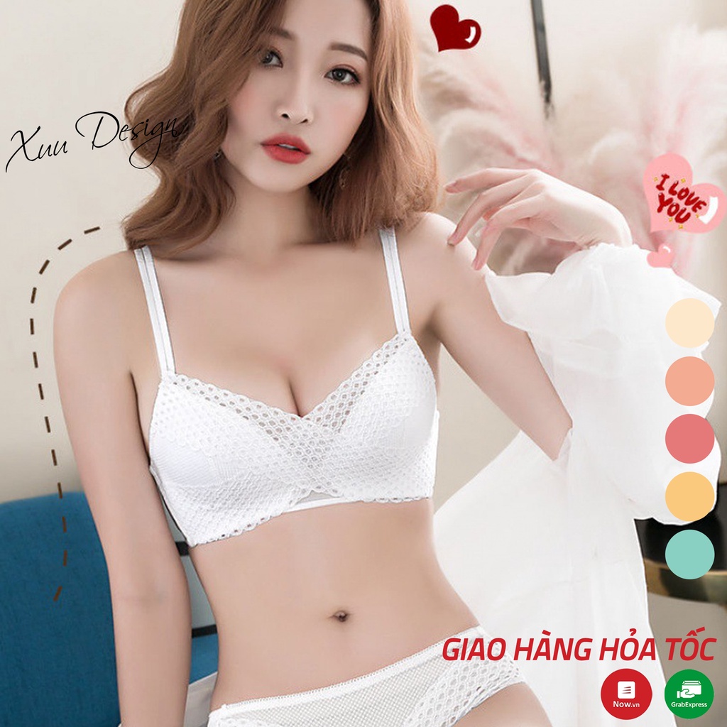Áo lót nữ không gọng đệm mỏng Xuu, thiết kế vạt chéo có lỗ thoáng khí AV25