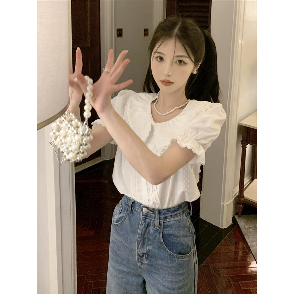 Áo Sơ Mi Nữ Ngắn Tay Phối Ren 51736