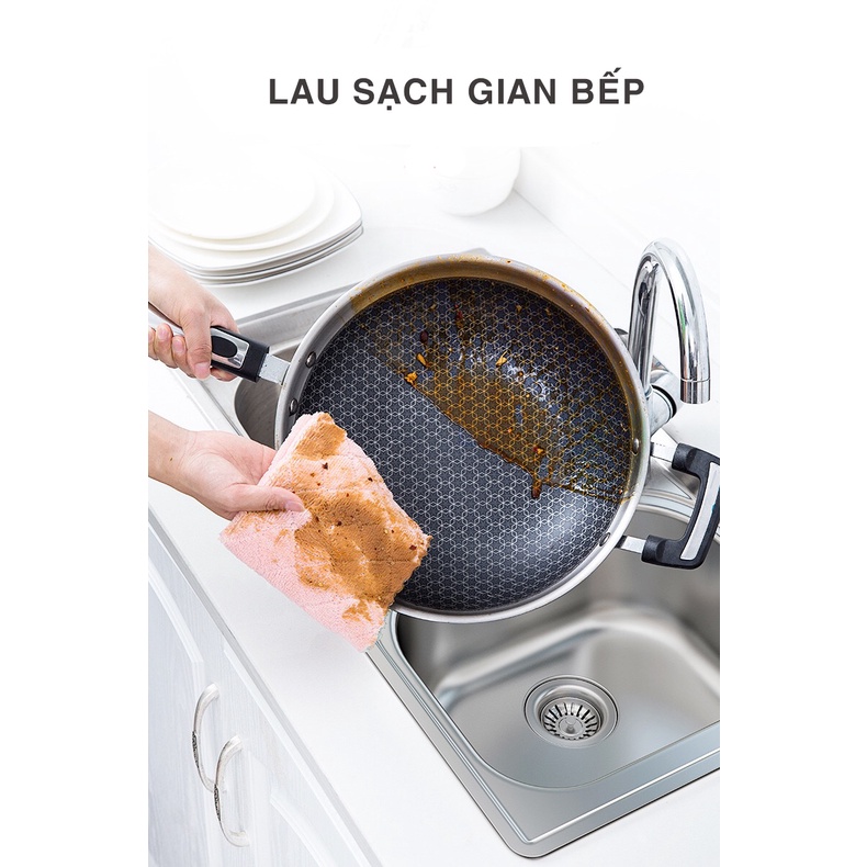 Khăn lau bếp đa năng 2 mặt siêu thấm kích thước 16x27cm