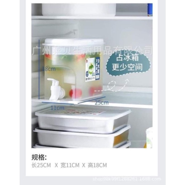 Bình nước 3,5lit pha trà nước trái cây nước lọc bằng nhựa có vòi rớt tiện dụng