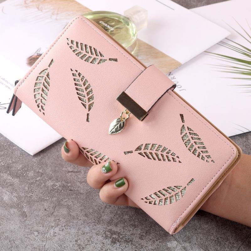 Ví nữ dài cầm tay cao cấp, họa tiết hình chiếc lá sang trọng, nhiều ngăn tiện dụng G0058 chất liệu da cao cấp