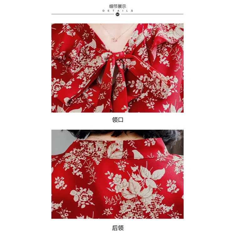 Áo chiffon tay ngắn plus size họa tiết hoa cho phụ nữ trung niên