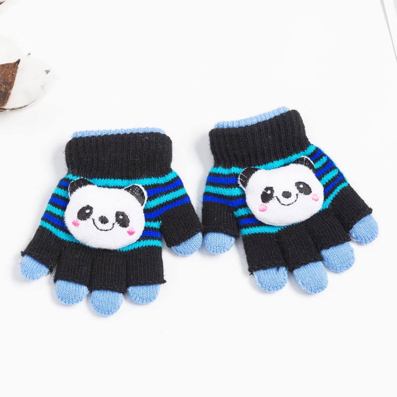 găng tay len 2 lớp đính gấu bông đáng yêu cho bé 1-3 tuổi