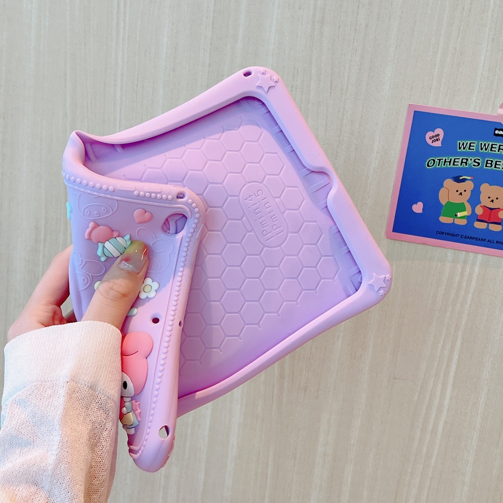 Ốp Máy Tính Bảng Silicon Mềm Có Giá Đỡ Xoay 360 Độ Hình Melody Cho ipad234 2019pro / 2021 / 2020 / 2017 / mini12345 / air12
