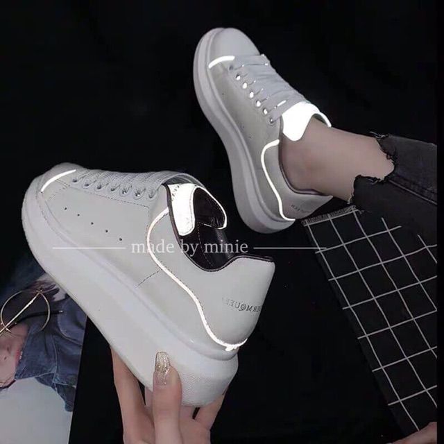 Giày sneaker phản quang nam nữ giá rẻ - giày MC dáng mới 3 sọc đen cao cấp
