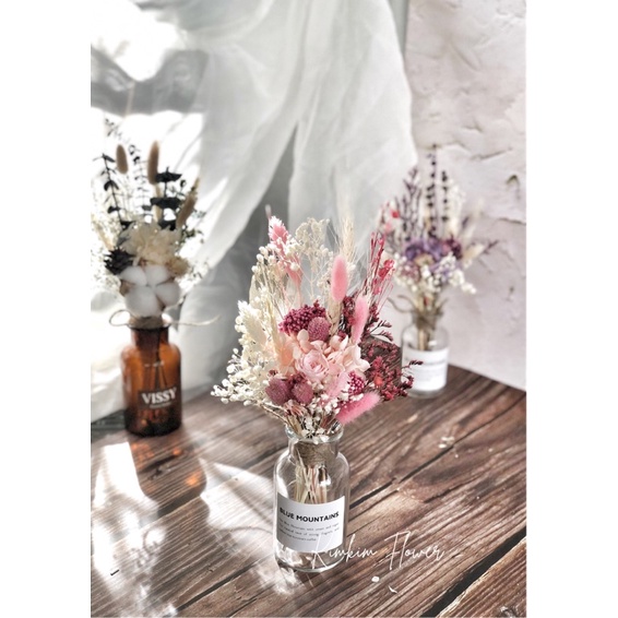 Combo lọ hoa hồng khô, mix tú cầu vintage