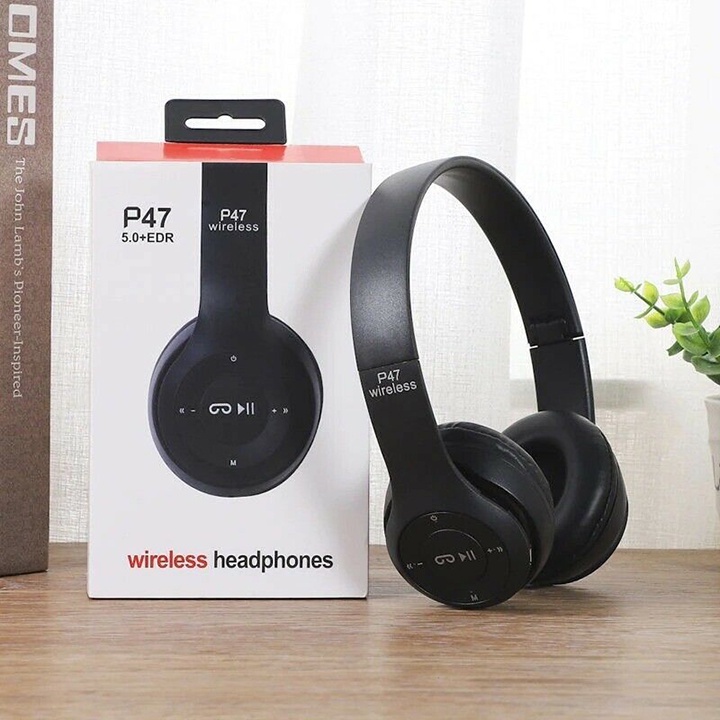 Tai Nghe chụp tai bluetooth P47. Có khe cắm thẻ nhớ. Nghe nhạc, chơi game, livestream. Chống ồn tốt.