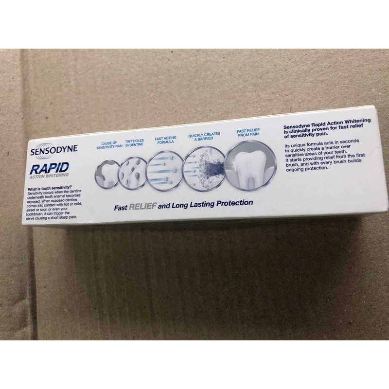 Kem đánh răng sensodyne rapid action whitening giúp giảm ê buốt, giúp làm trắng răng tự nhiên (thái Lan )