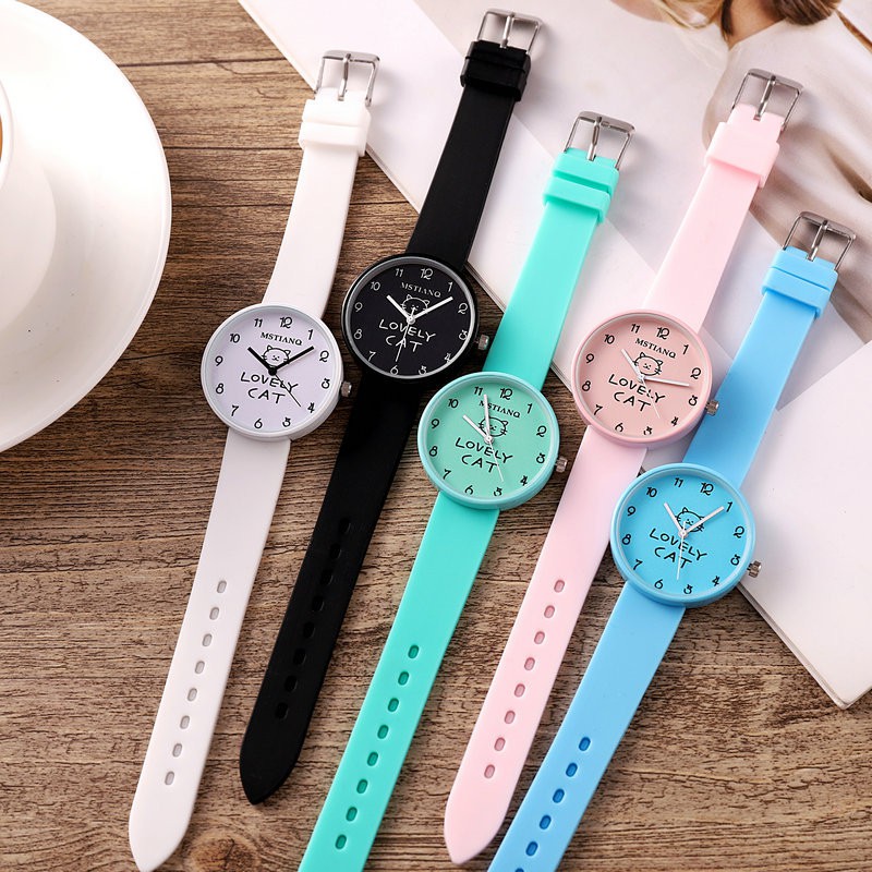 Đồng hồ cao su nam nữ MSTIANQ nhiều màu, mặt con Mèo , con Heo rất dễ thương. ( Mã: MST06) | BigBuy360 - bigbuy360.vn