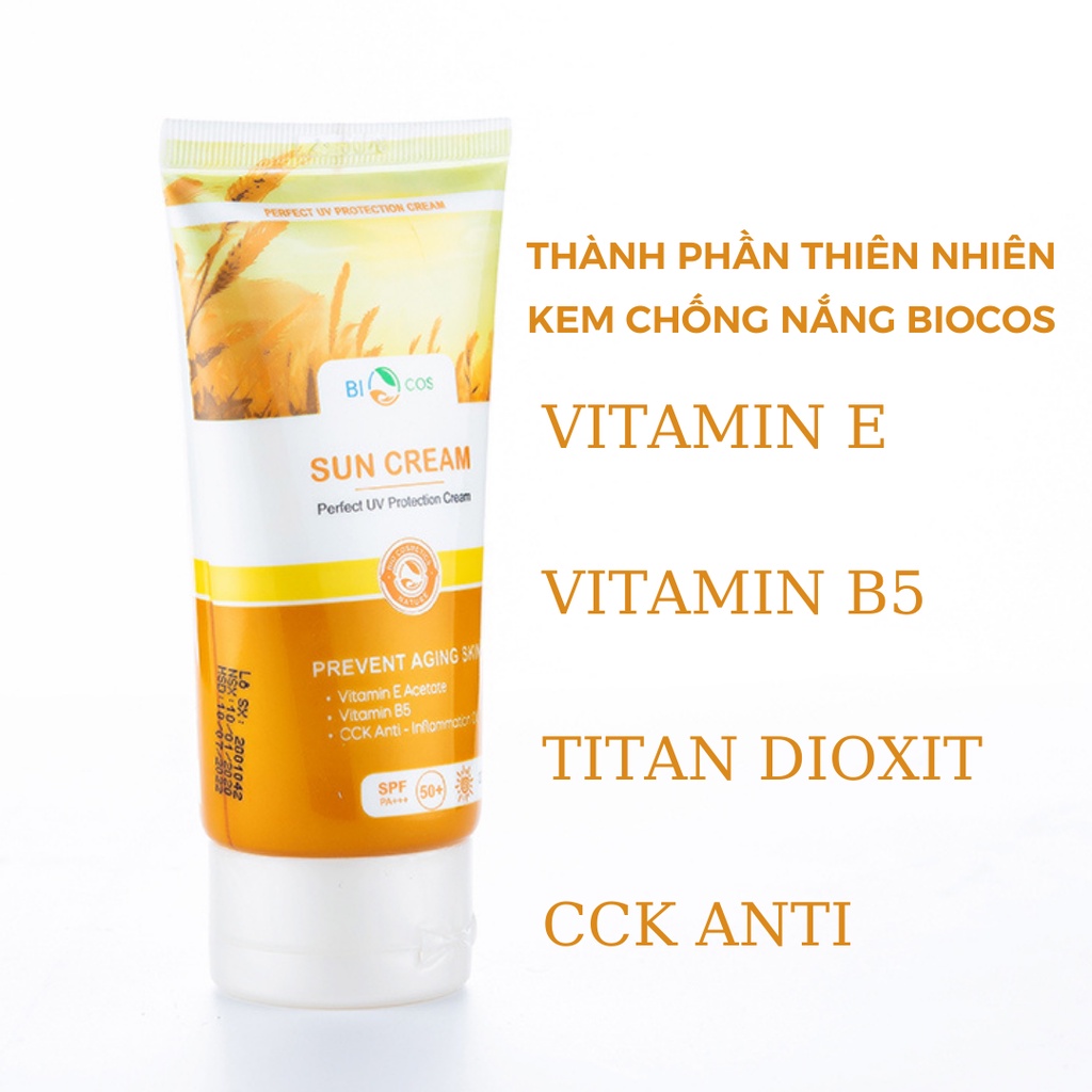 Kem Chống Nắng Sun Cream SPF 50+ BIOCOS 80g- Bảo vệ và làm trắng da,không gây bết dính,cho da khô,da dầu mụn ,da hỗn hợp