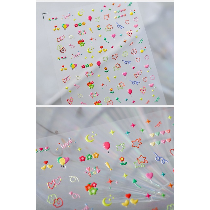 Miếng Dán Trang Trí Móng Tay Nghệ Thuật Màu Neon TS865