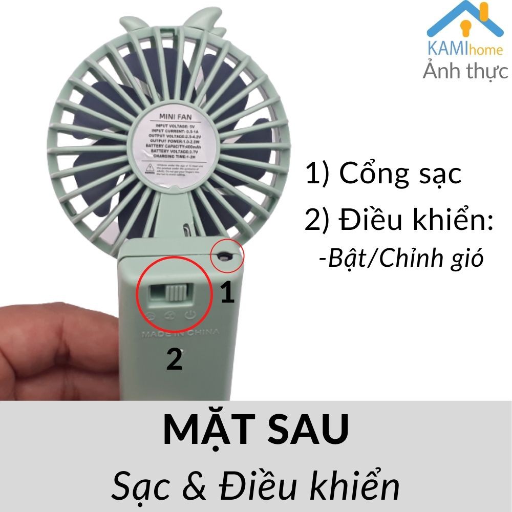 Quạt mini cầm tay và để bàn Pin sạc tích điện có Kẹp điện thoại chụp ảnh selfie mã 17019.17020