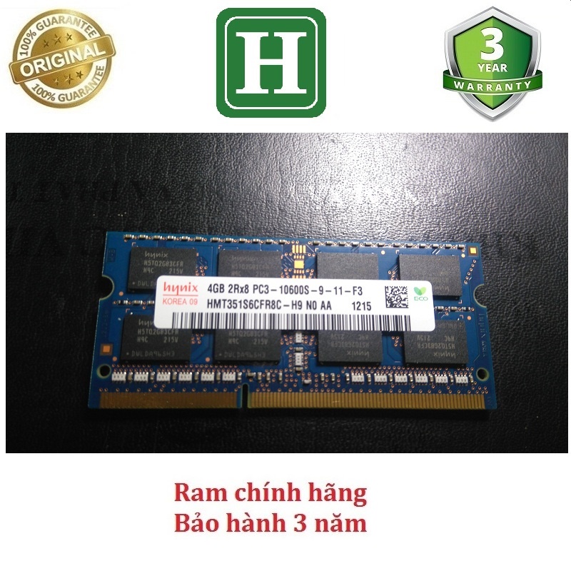 Ram Laptop 4Gb DDR3 Bus 1333 (10600S), tháo máy chính hãng, bảo hành 3 năm