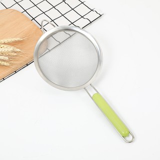 Rây lọc cháo bằng thép không gỉ SIÊU MỊN, cán nhựa xanh đường kính 12cm/14cm cho bé ăn dặm