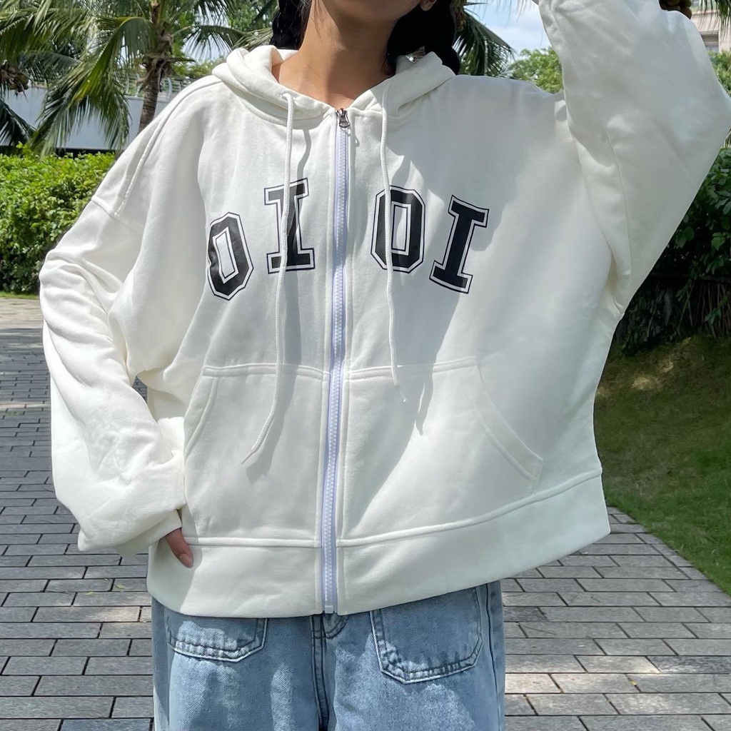 Áo Khoác Hoodie Croptop OI OI Tay Bồng Form Cánh Dơi Vải Nỉ Lót Bông Ulzzang Unisex