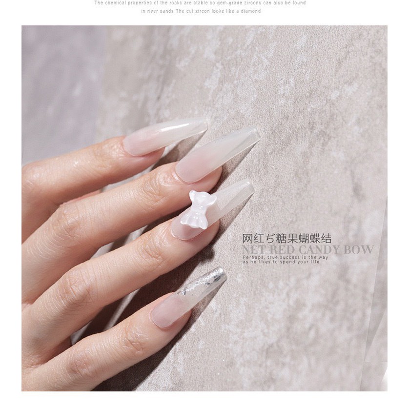Set 8 viên Nơ Thạch Pha Lê Resin - Đàn Hồi Mềm Dẻo Ôm Phom Móng