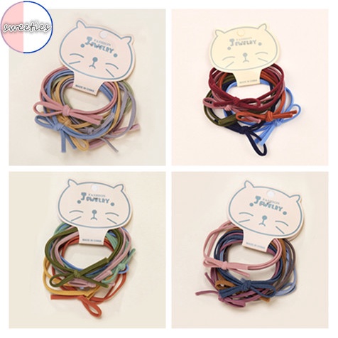 Set 6 dây cột tóc co giãn thắt nơ đơn giản dành cho nữ