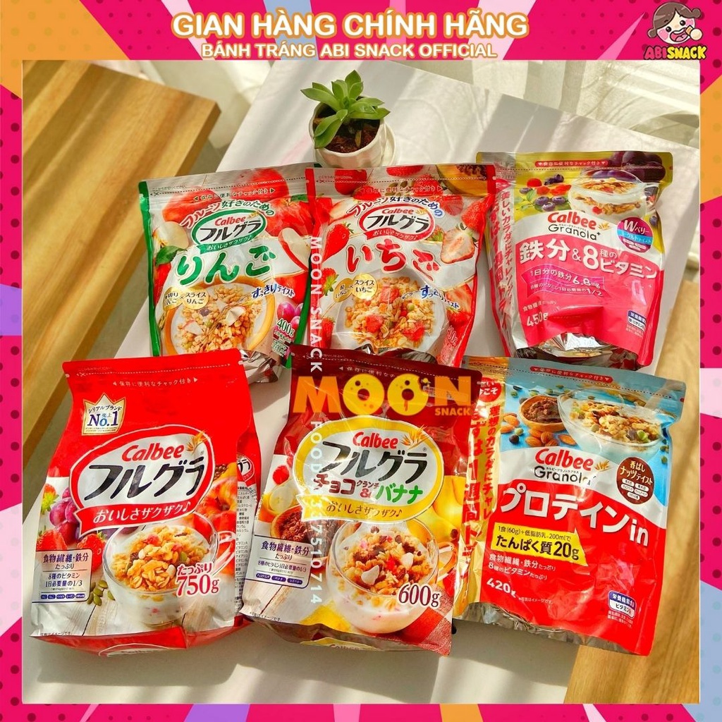 Ngũ cốc dinh dưỡng giảm cân Nhật Bản trái cây Calbee Nhật Bản nhiều vị mới túi 400gr/420gr/450gr/600gr/750gr