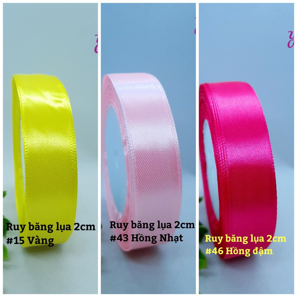 Ruy băng lụa 2cm ( cuộn 22m) Bảng màu 1/3