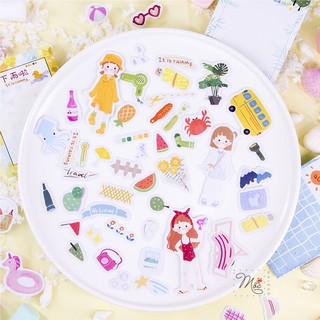 Bộ 40 Sticker cô gái dễ thương trang trí sổ