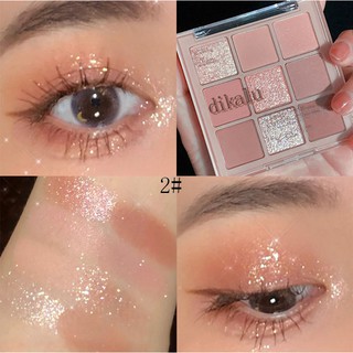 [Hàng mới về] Bảng phấn mắt Dikalu 9 màu lì lấp lánh trang điểm đa năng
