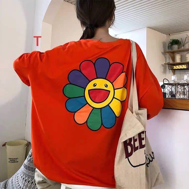 [FREESHIP ĐƠN TỪ 50K] Áo thun bông hoa cười nhiều màu bo tay DTR1019