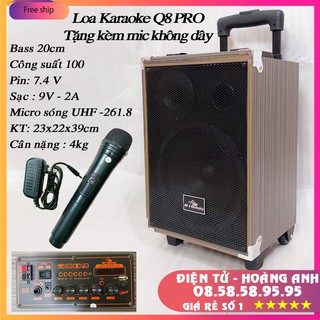 [Tặng Micro Không Dây] Loa Kéo Karaoke Bluetooth Kiomic Q8 Pro (S8) Hát Siêu Hay Mẫu Mới 2020