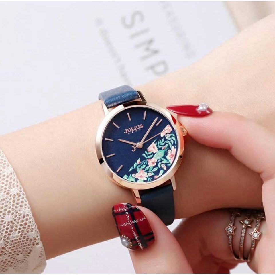 Đồng hồ nữ Julius Hàn Quốc JA-1089A dây da