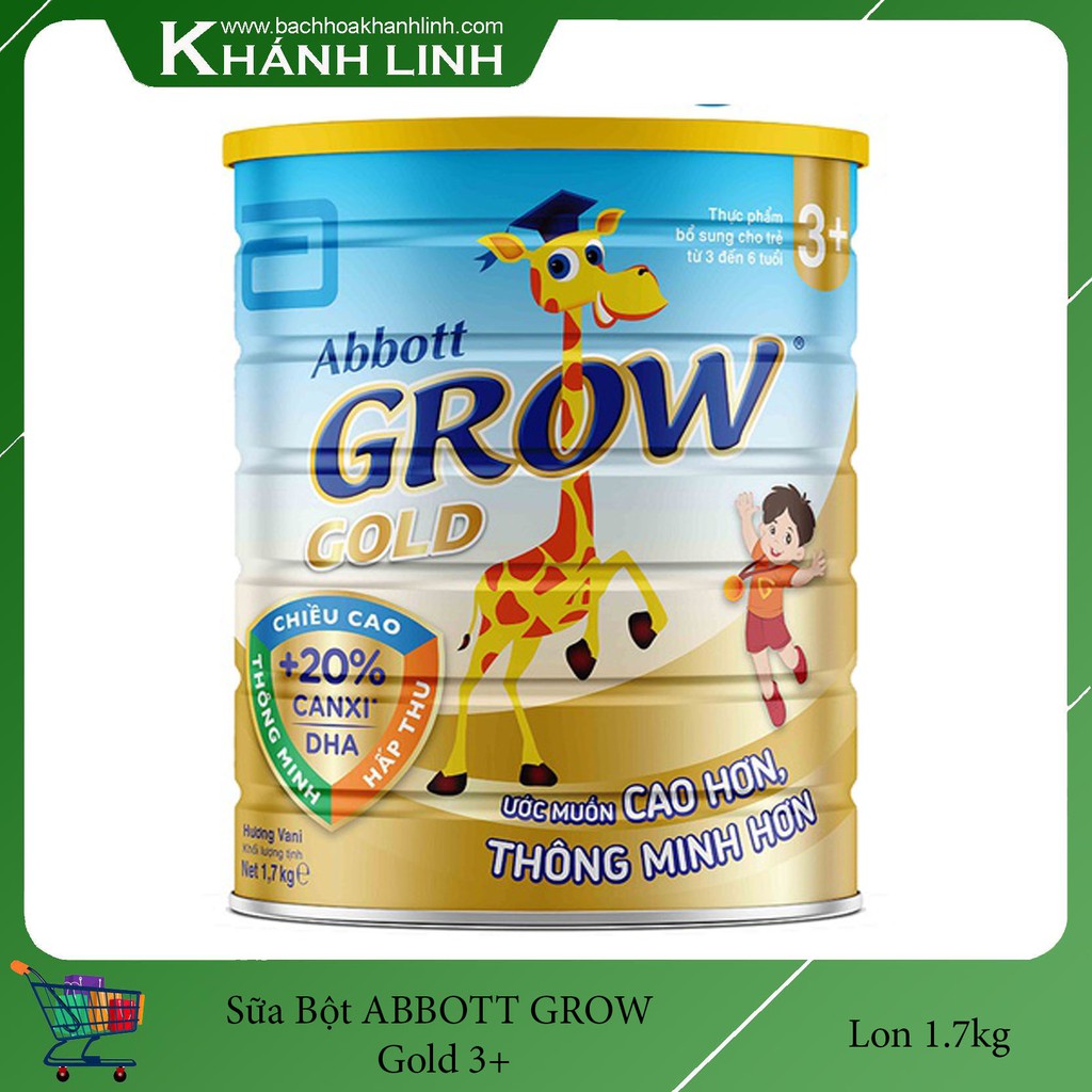 Sữa Bột ABBOTT GROW GOLD 3+ Hương Vani Lon 1,7KG (3 - 6 TUỔI)