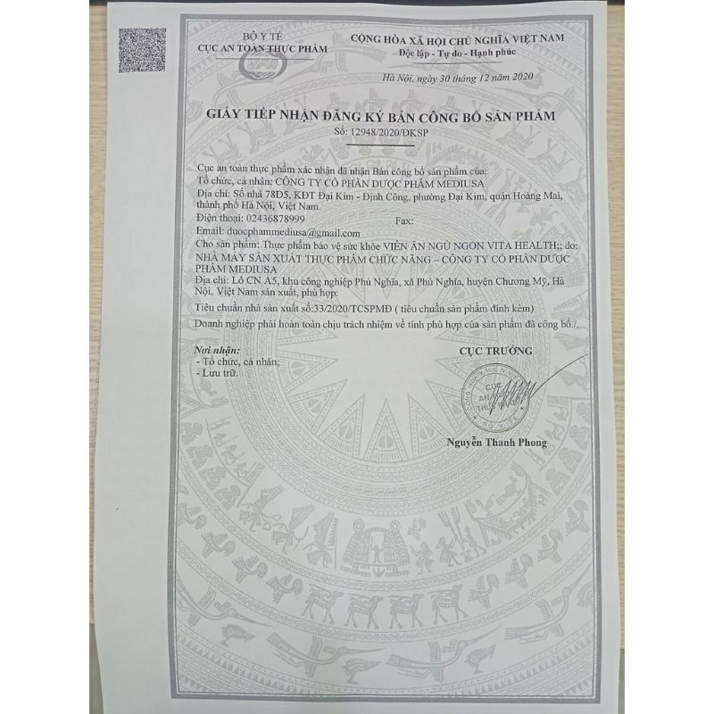 Viên ăn ngủ ngon VITA HEALTH bồi bổ cơ thể, dưỡng tâm an thần - Hộp 60 viên