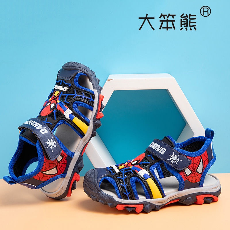 Giày Sandal Mùa Hè Đế Trơn Chống Trượt In Họa Tiết Hoạt Hình Người Nhện Cho Bé Trai