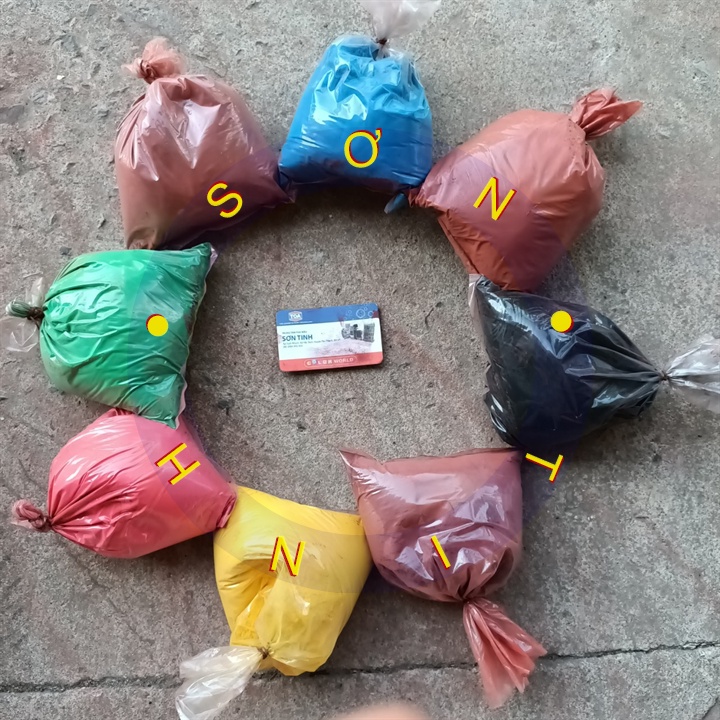 [sơn chậu] Bột màu 200g , 1 kg đen trắng đỏ chu vàng chanh nghệ đỏ tươi xanh ngọc xanh lá mạ xanh dương nâu socola đỏ cờ