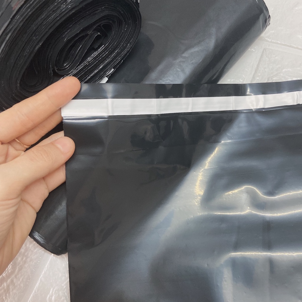 [1Kg–Màu đen bóng-Đủ size] Túi gói hàng niêm phong tự dính - túi đóng hàng chuyển phát nhanh có sẵn keo dính – 5 GIÂY