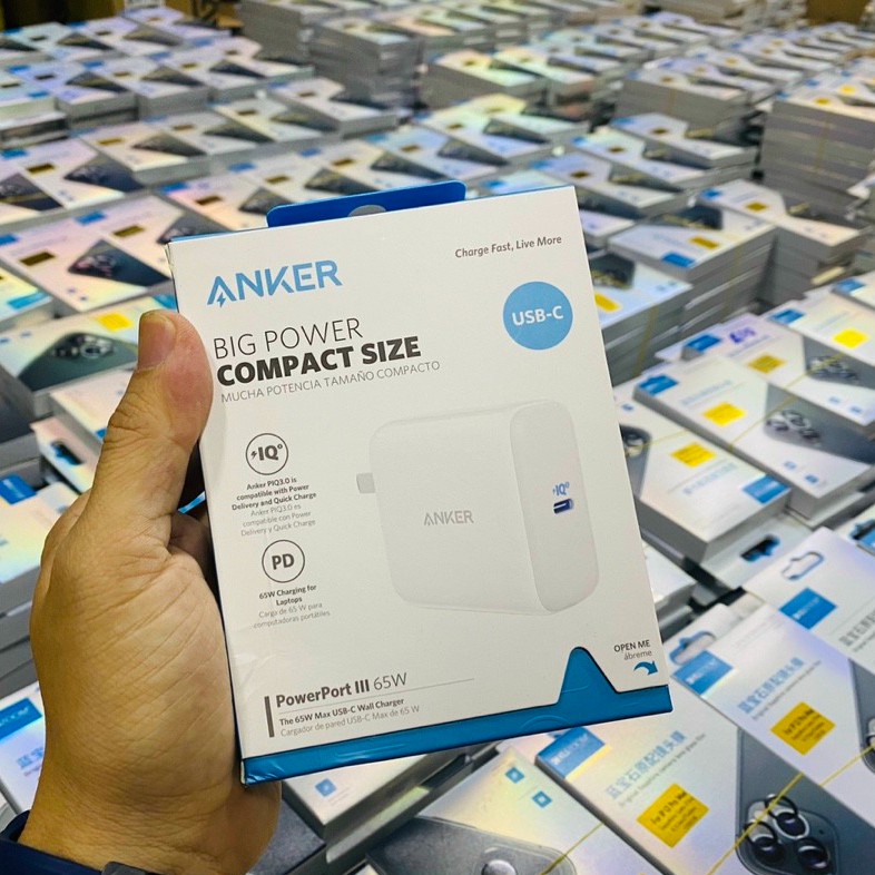 Củ sạc nhanh ANKER PowerPort III 65W PIQ 3.0 Type-C A2713 cho laptop macbook iphone samsung Note S 20