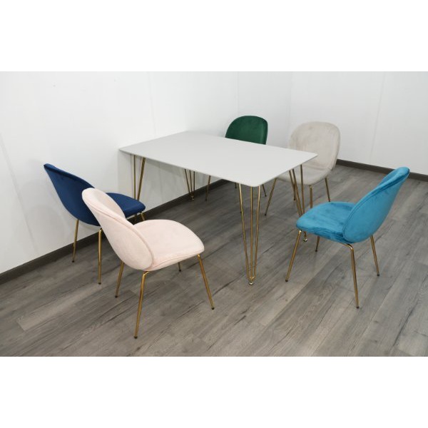 Bàn ăn 140cm chân mạ màu vàng nhập khẩu TM285