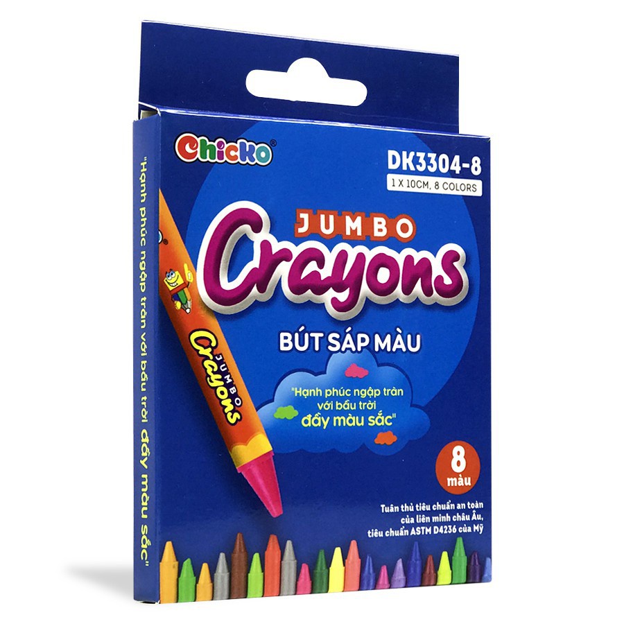 Bút Sáp Màu Duka: Bút Sáp Màu Jumbo Crayons (8 Màu) DK 3304 - 8