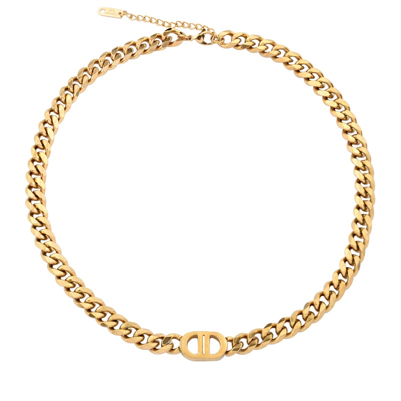 Vòng Cổ Thép Titan Mặt Hai Chữ D Phong Cách Hip Hop Âu Mỹ