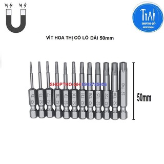 Mũi hoa thị có lỗ chuôi lục giác dài 50mm.