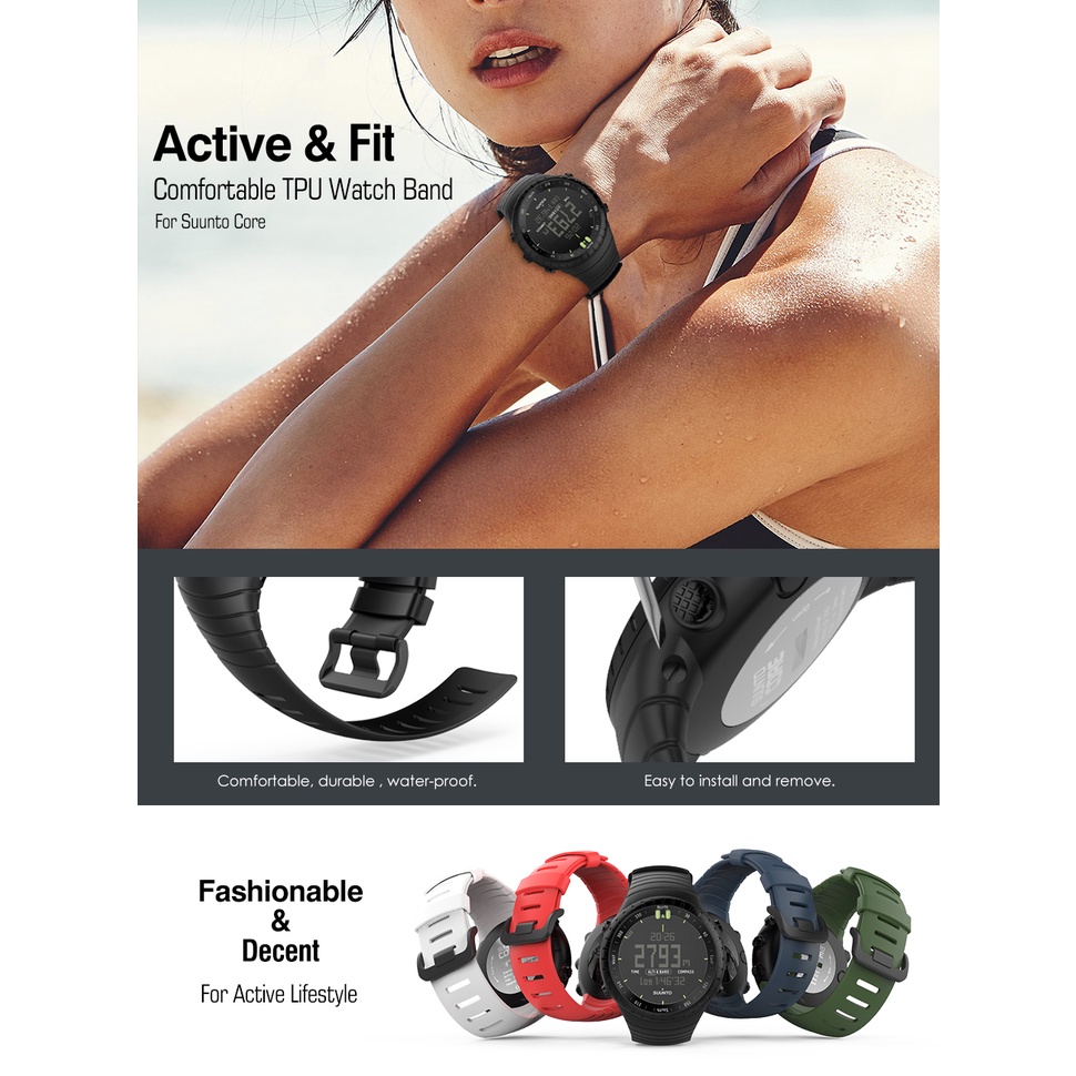 Dây đeo thay thế chất liệu silicon thiết kế nhiều lỗ thời trang cho Suunto Core