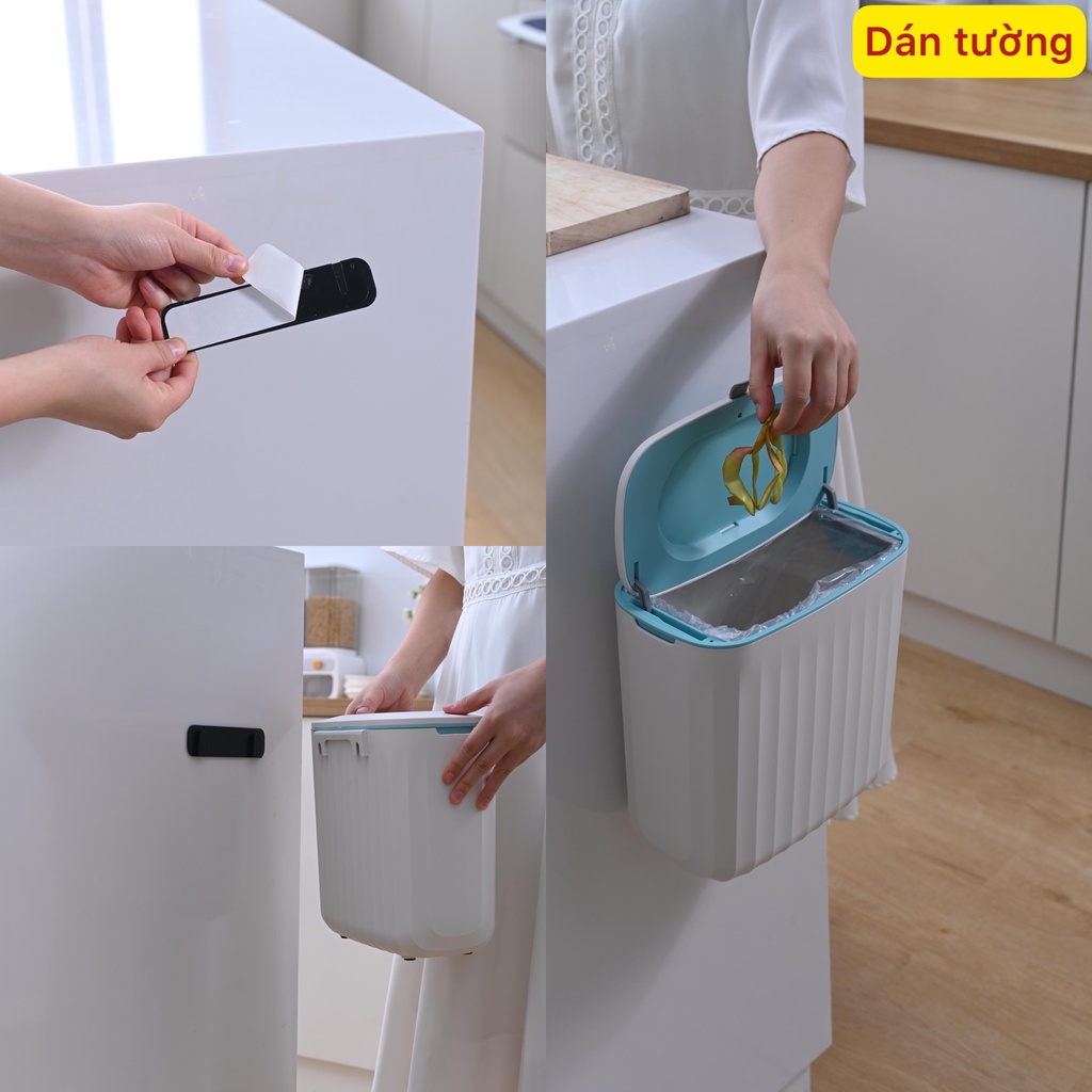 Thùng rác thông minh treo tủ bếp, thùng rác treo tường nhà vệ sinh inox 304 cao cấp tinh tế sang trọng ASSEL
