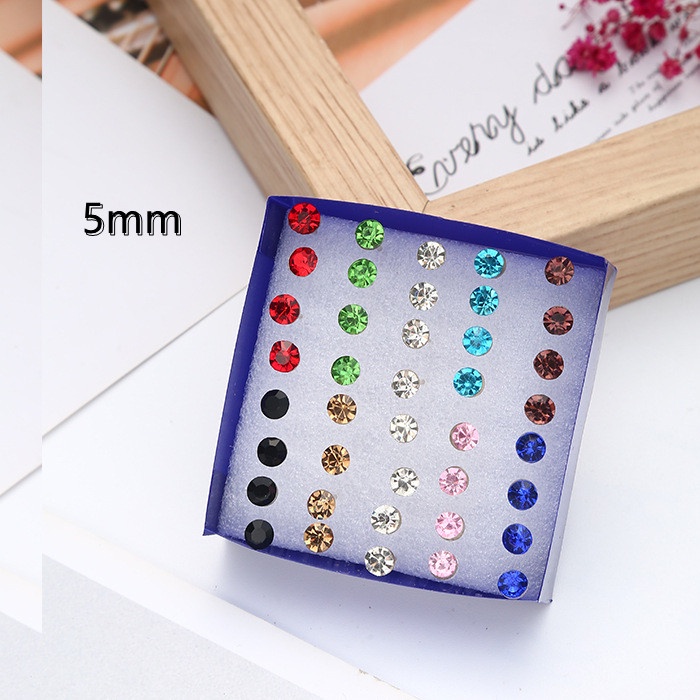 Set 20 đôi bông tai đính đá phong cách unisex hợp thời trang