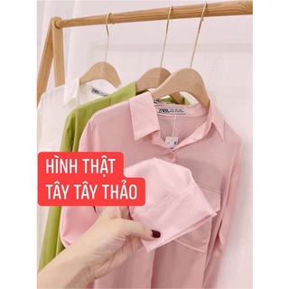 Sơmi Lụa Phối Túi [Kèm Hình Thật]
